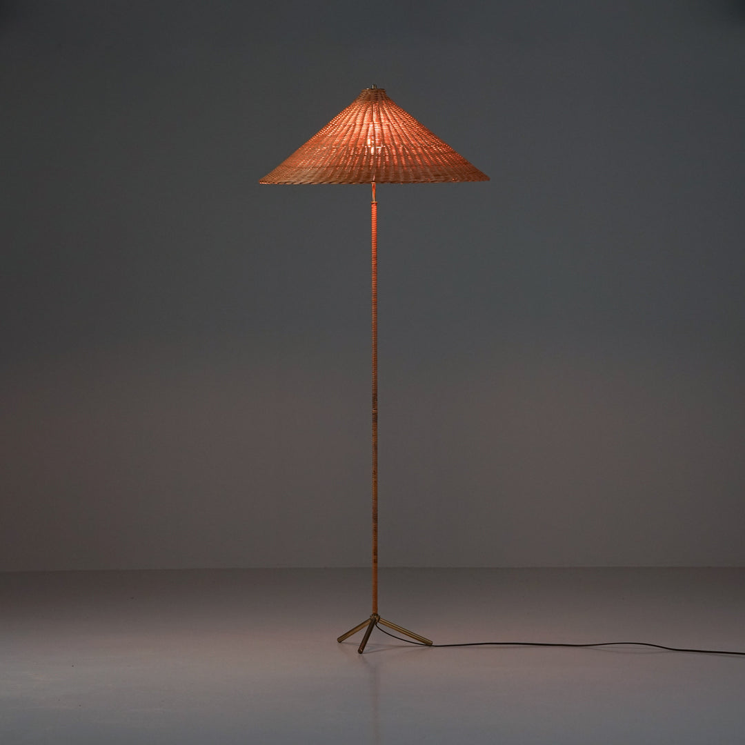 Rattan floor light, Finland, 1950s