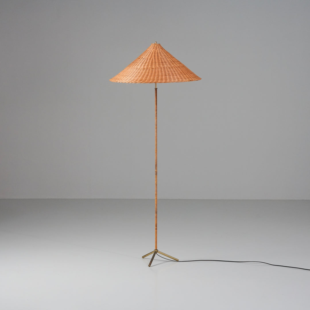Rattan floor light, Finland, 1950s