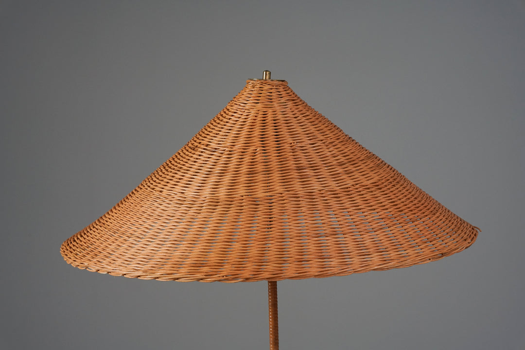 Rattan floor light, Finland, 1950s