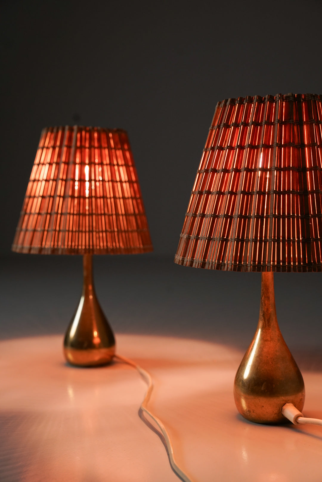 Pair of model 61046 Drop table lamps, Mauri Almari, Idman, 1950s