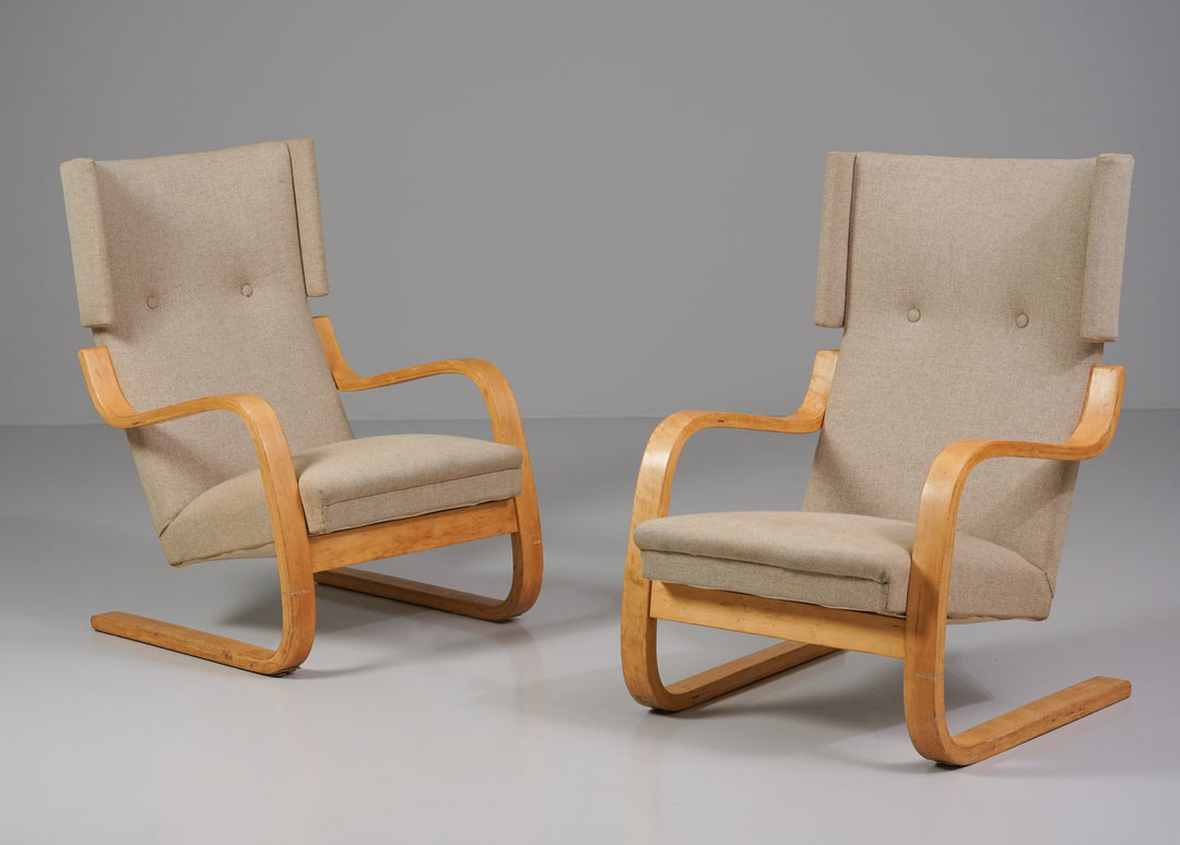 Pair of Model 401 armchairs, Alvar Aalto, Oy Huonekalu- ja Rakennustyötehdas Ab, 1940/1950s