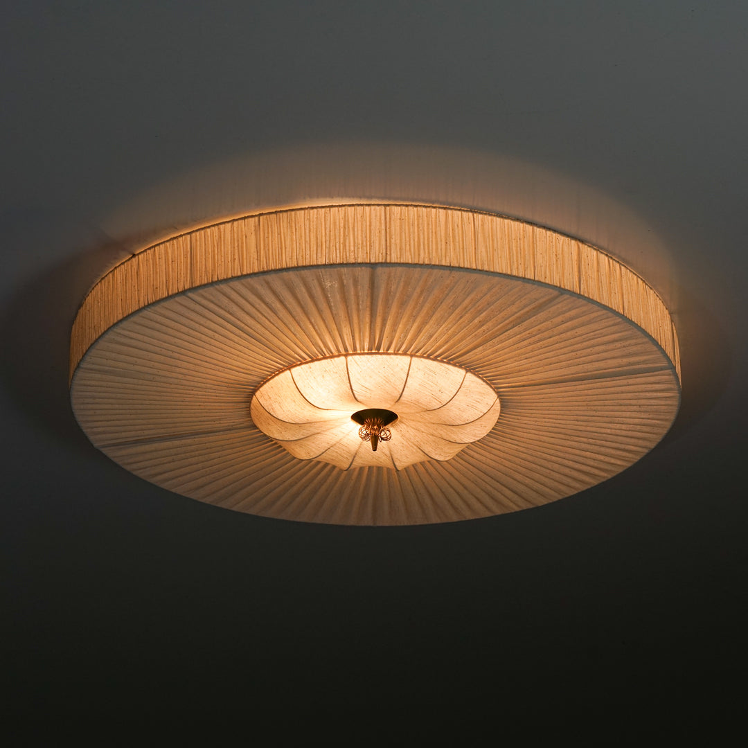 Rare silk flush mount, Itsu, 1950s