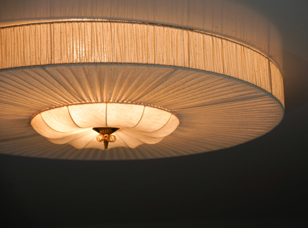Rare silk flush mount, Itsu, 1950s